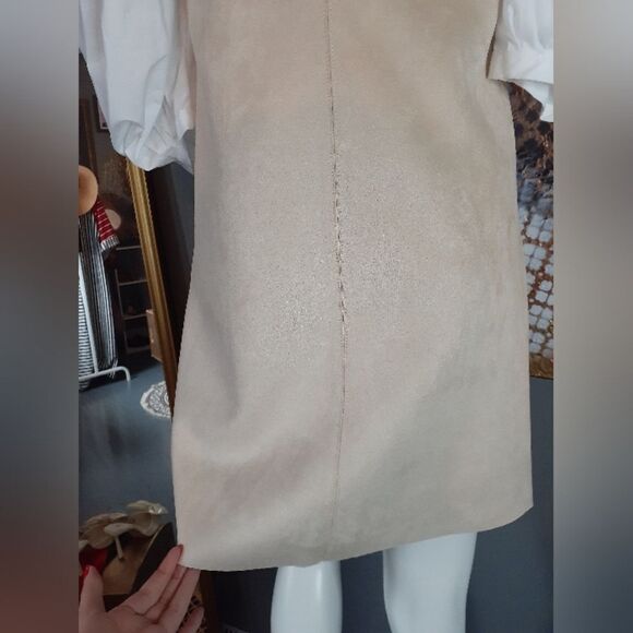 Nwt Zara Faux Suede Pinafore Style Mini Dress - Picture 3 of 14